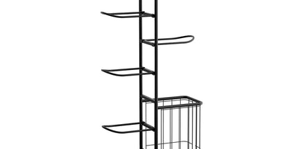 Everfit Ball Storage Rack Sports Equipment Organizer 7-Tier with Basket for Garage Gym Black