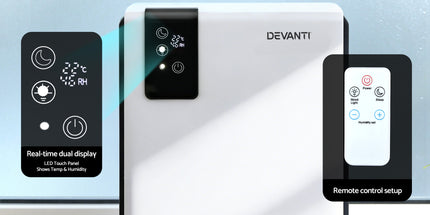 DEVANTI 2000ml Portable Dehumidifier Moisture Absorber Home Bedroom Quiet Remote