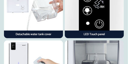 DEVANTI 2000ml Portable Dehumidifier Moisture Absorber Home Bedroom Quiet Remote