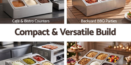 5-Star Chef 6 Pan Food Serving Display Container Stainless Steel Food Container Lids