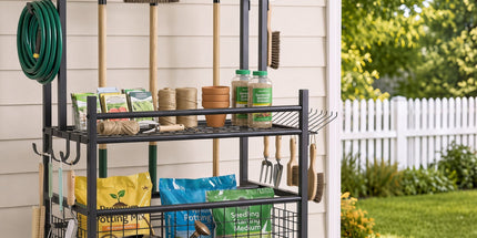 Gardeon Garden Tool Organizer Rack 16 Slots Rolling Garage Storage with Hooks
