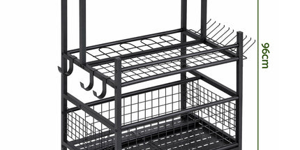 Gardeon Garden Tool Organizer Rack 16 Slots Rolling Garage Storage with Hooks