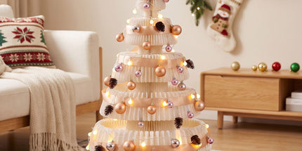 Jingle Jollys Paper Christmas Tree 114CM w/ Star Topper LEDs Xmas Decorations Kit Home Office White