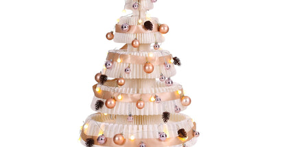 Jingle Jollys Paper Christmas Tree 114CM w/ Star Topper LEDs Xmas Decorations Kit Home Office White