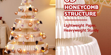 Jingle Jollys Paper Christmas Tree 114CM w/ Star Topper LEDs Xmas Decorations Kit Home Office White