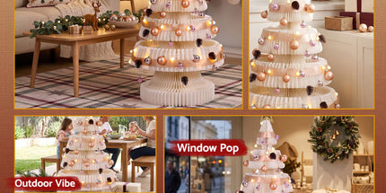 Jingle Jollys Paper Christmas Tree 114CM w/ Star Topper LEDs Xmas Decorations Kit Home Office White