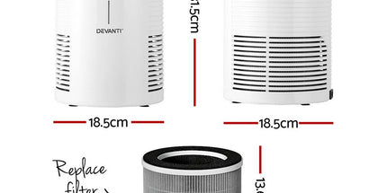 Devanti Air Purifier 3-layer HEPAh11 Filter Home Freshener Carbon PM2.5 Remover