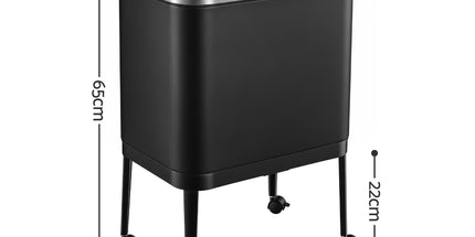 Cefito 40L Press Top Trash Can Kitchen Rubbish Bin Moblie Stainless Steel Black Tyack eCommerce Solutions