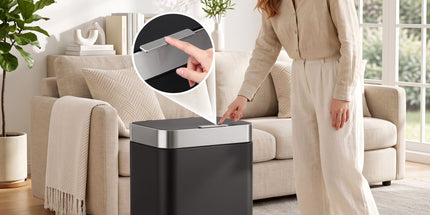 Cefito 40L Press Top Trash Can Kitchen Rubbish Bin Moblie Stainless Steel Black Tyack eCommerce Solutions