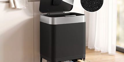 Cefito 40L Press Top Trash Can Kitchen Rubbish Bin Moblie Stainless Steel Black Tyack eCommerce Solutions