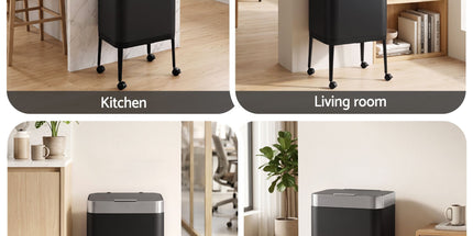 Cefito 40L Press Top Trash Can Kitchen Rubbish Bin Moblie Stainless Steel Black Tyack eCommerce Solutions