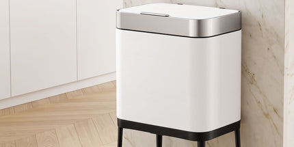 Cefito 40L Press Top Trash Can Kitchen Rubbish Bin Moblie Stainless Steel White Tyack eCommerce Solutions