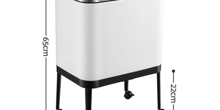 Cefito 40L Press Top Trash Can Kitchen Rubbish Bin Moblie Stainless Steel White Tyack eCommerce Solutions