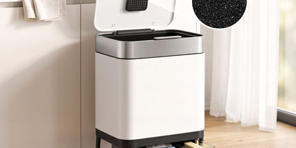 Cefito 40L Press Top Trash Can Kitchen Rubbish Bin Moblie Stainless Steel White Tyack eCommerce Solutions