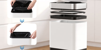 Cefito 40L Press Top Trash Can Kitchen Rubbish Bin Moblie Stainless Steel White Tyack eCommerce Solutions