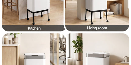 Cefito 40L Press Top Trash Can Kitchen Rubbish Bin Moblie Stainless Steel White Tyack eCommerce Solutions