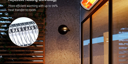 Devanti 2PCS Electric Radiant Strip Heater Outdoor Indoor Patio Infrared Heaters 2000W