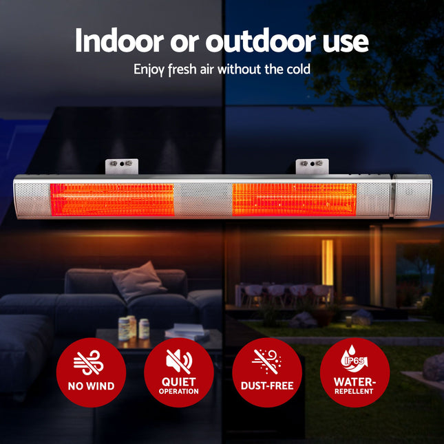 Devanti 2PCS Electric Strip Heater Radiant Infrared Heaters Remote Control 3000W