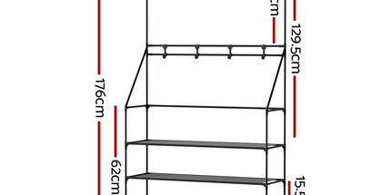 Artiss Shoe Rack Hall Tree 16 Pairs Black