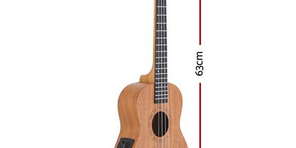 Alpha 26 Inch Solid Mahogany Tenor Ukulele Electric Acoustic EQ System Kit 18 Frets Natural