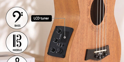 Alpha 26 Inch Solid Mahogany Tenor Ukulele Electric Acoustic EQ System Kit 18 Frets Natural