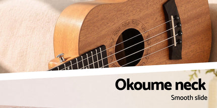 Alpha 26 Inch Solid Mahogany Tenor Ukulele Electric Acoustic EQ System Kit 18 Frets Natural