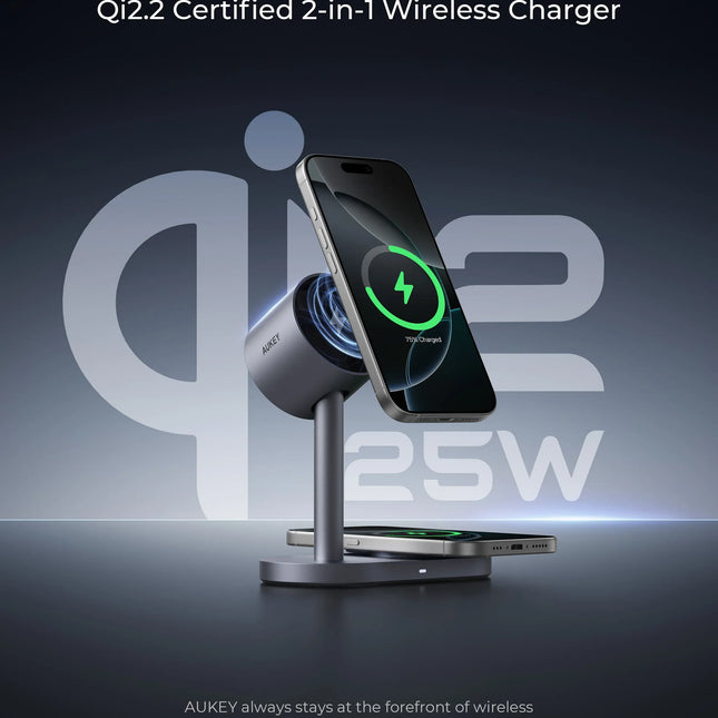 AUKEY LC-MC213 Qi2.2 MagFusion 2X 2-in-1 Magnetic Wireless Charger