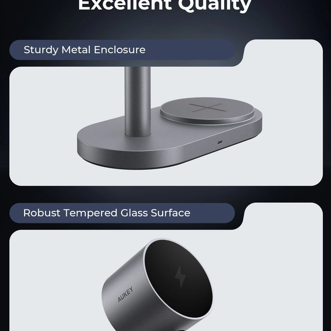 AUKEY LC-MC213 Qi2.2 MagFusion 2X 2-in-1 Magnetic Wireless Charger