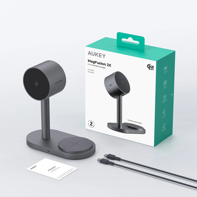 AUKEY LC-MC213 Qi2.2 MagFusion 2X 2-in-1 Magnetic Wireless Charger