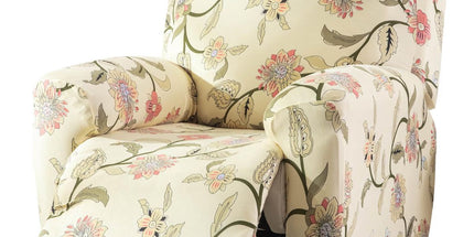Recliner Cover Anti Scratch Lazy Recliner Chair Cover Protective Stretching Printed Reclining Chair Cover Sofa Slipcovers Convenient Elastic Reclining Chair Slipcover for Home - Beige - Size Three-seater