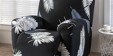 Recliner Cover Anti Scratch Lazy Recliner Chair Cover Protective Stretching Printed Reclining Chair Cover Sofa Slipcovers Convenient Elastic Reclining Chair Slipcover for Home - Black - Size Three-seater