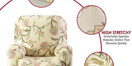 Recliner Cover Anti Scratch Lazy Recliner Chair Cover Protective Stretching Printed Reclining Chair Cover Sofa Slipcovers Convenient Elastic Reclining Chair Slipcover for Home - Gray - Size One-seater