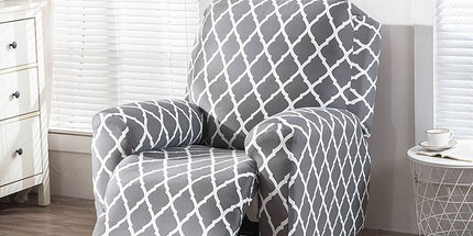 Recliner Cover Anti Scratch Lazy Recliner Chair Cover Protective Stretching Printed Reclining Chair Cover Sofa Slipcovers Convenient Elastic Reclining Chair Slipcover for Home - Gray - Size Three-seater