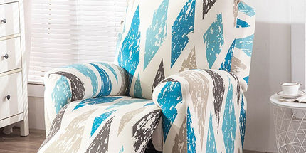 Recliner Cover Anti Scratch Lazy Recliner Chair Cover Protective Stretching Printed Reclining Chair Cover Sofa Slipcovers Convenient Elastic Reclining Chair Slipcover for Home - Sky Blue - Size Three-seater