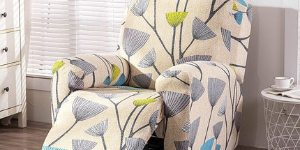 Recliner Cover Anti Scratch Lazy Recliner Chair Cover Protective Stretching Printed Reclining Chair Cover Sofa Slipcovers Convenient Elastic Reclining Chair Slipcover for Home - Yellow - Size Two-seater