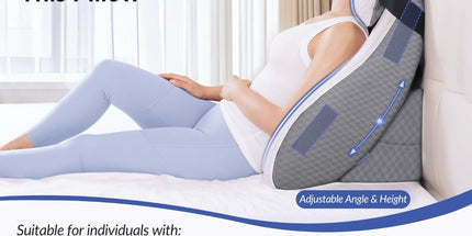Adjustable Wedge Pillow Headboard Set for Sleeping & After Surgery, Ergonomic Reading Pillow for Sitting in Bed, Bed Wedge with Premium Memory Foam for Back Pain Relief & Support, Leg Elevation