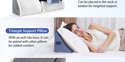 Adjustable Wedge Pillow Headboard Set for Sleeping & After Surgery, Ergonomic Reading Pillow for Sitting in Bed, Bed Wedge with Premium Memory Foam for Back Pain Relief & Support, Leg Elevation