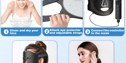 Red Light Therapy for Face, Red Light Therapy Mask, 7 Colors LED Facial Mask for Wrinkle Remove & Anti Aging, Skin Care Home Use, Black