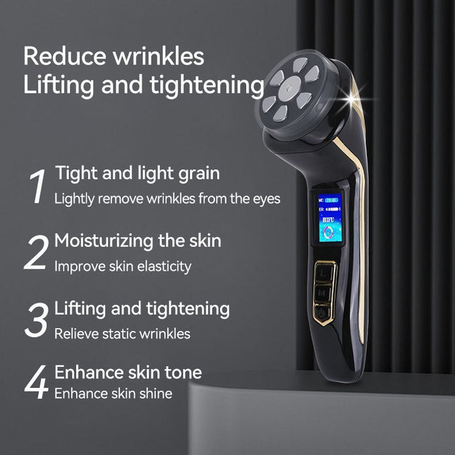 Facial Massager Device – Skin Care Tool for Anti-Aging– Face Lifting & Toning Massager for Hydration & Radiance – Home Spa for Women (Black)