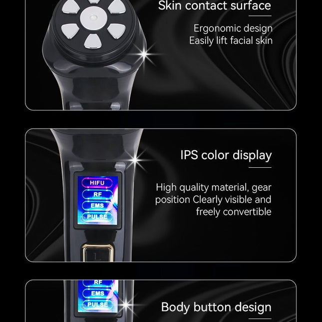 Facial Massager Device – Skin Care Tool for Anti-Aging– Face Lifting & Toning Massager for Hydration & Radiance – Home Spa for Women (Black)