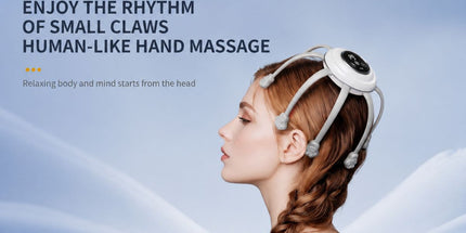 Smart Octopus Head Massager – 9 Modes, 360° Coverage, Wireless & Portable for Deep Relaxation - White