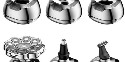 Head Shaver for Bald Men - 9D Waterproof Cordless Wet/Dry Skull & Bald Head Shaver with Rotary Blades - Grooming Kit with Electric Razor, Clippers, Nose/Ear Trimmer, Brush & Massager