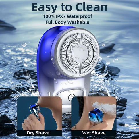 Mini Electric Shaver, Pocket Size Electric Shaver for Men Women, Rechargeable Easy One-Button, Portable Powerful Waterproof Razor for Travel Office Business Trip