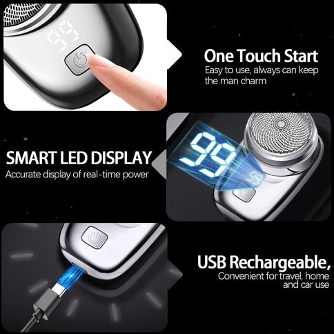 Mini Electric Shaver, 2025 New Pocket Size Electric Shavers for Men, Mini Portable Electrics Shaver, Rechargeable Easy One-Button, Powerful Waterproof Razor for Travel Office Business Trip