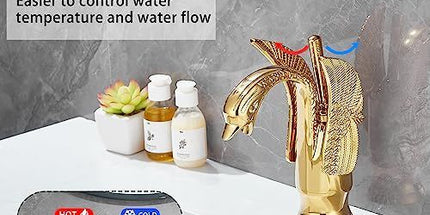 Swan-Shaped Bathroom Faucet – Single-Handle Single-Hole Sink Faucet, Deck-Mounted, Short Model, Elegant Vanity Faucet for Bathroom - Bronze - Size 19cm Tyack eCommerce Solutions