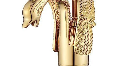 Swan-Shaped Bathroom Faucet – Single-Handle Single-Hole Sink Faucet, Deck-Mounted, Short Model, Elegant Vanity Faucet for Bathroom - Rose Gold - Size 19cm Tyack eCommerce Solutions