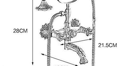 Bathtub Faucet with Handheld Shower – Antique Brass Wall-Mounted Multifunctional Mixer Tap, Hot & Cold Water, Vintage Bathroom Tub Faucet - Bronze - Size A Tyack eCommerce Solutions