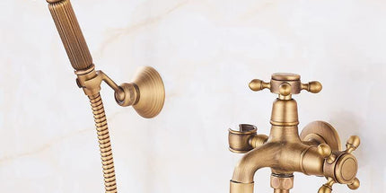 Antique Brass Faucet for Garden Hose, Fence, Bathroom & Outdoor Use – Durable and Stylish Faucet Accessory, Perfect for Home and Gardening - Bronze - Size Split Spray Gun Kit Tyack eCommerce Solutions
