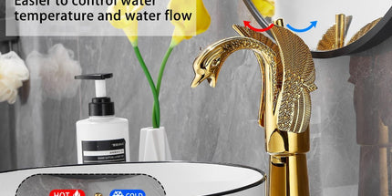 Swan-Shaped Single-Handle Single-Hole Vessel Faucet – Deck-Mounted Bathroom Sink Faucet, Tall Model, Elegant Vanity Faucet - Silver - Size 33cm Tyack eCommerce Solutions