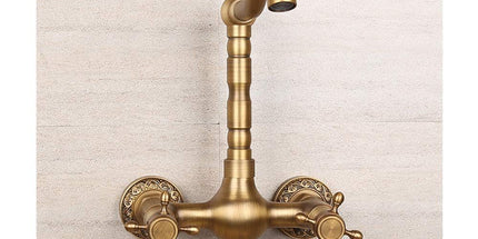 Antique Bathtub Faucet – Dual-Handle Brass Wall-Mounted Tub Faucet with Hot & Cold Mixer, Tall Model, Elegant for Villa Bathroom - Bronze - Size Tall1 Tyack eCommerce Solutions